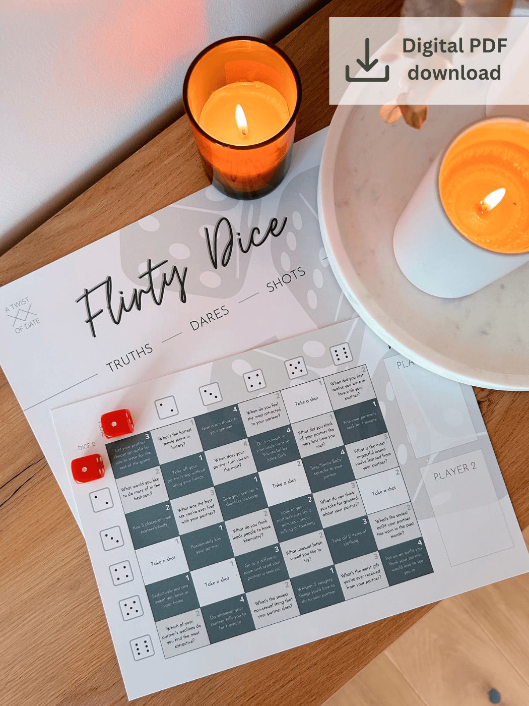 'Flirty Dice' Printable Date Night Game