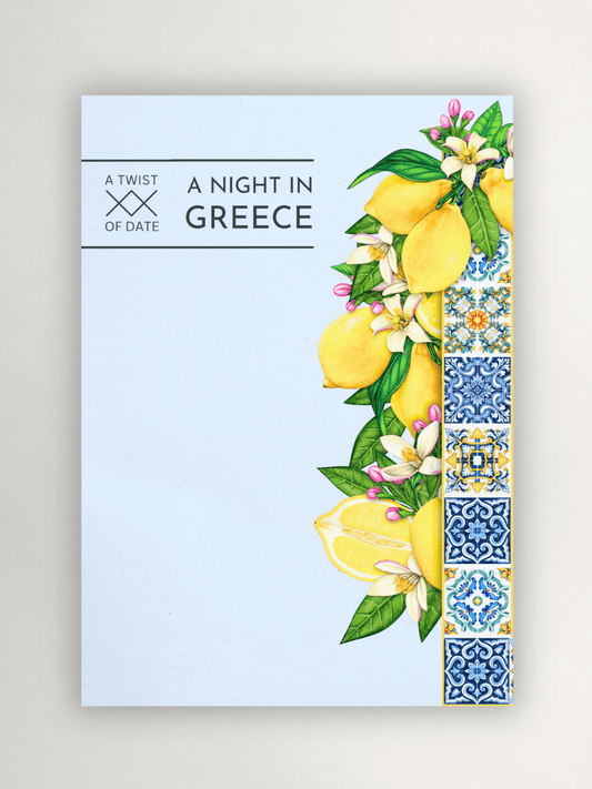 Greece-themed date night product cover