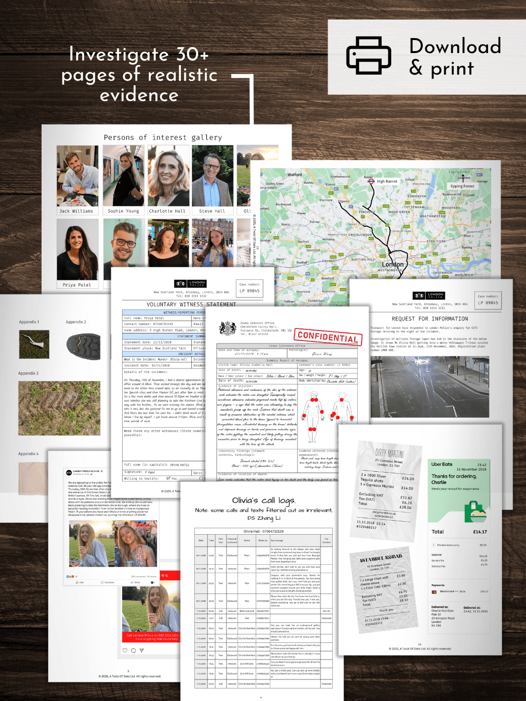 examples of evidence included in the game
