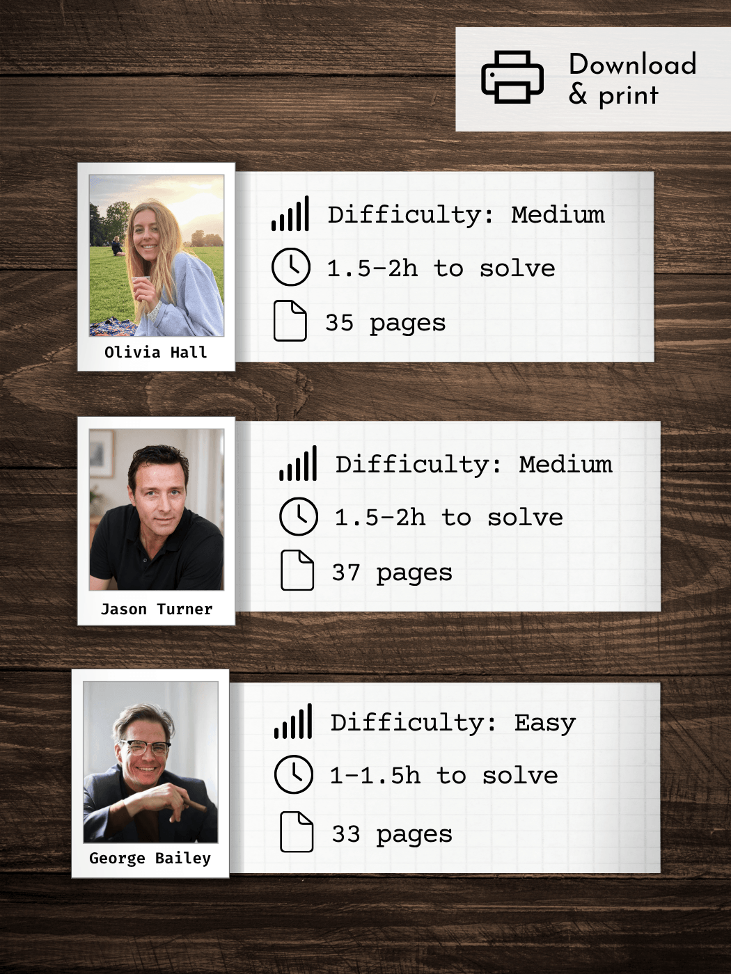 difficulty and duration of cold case file games