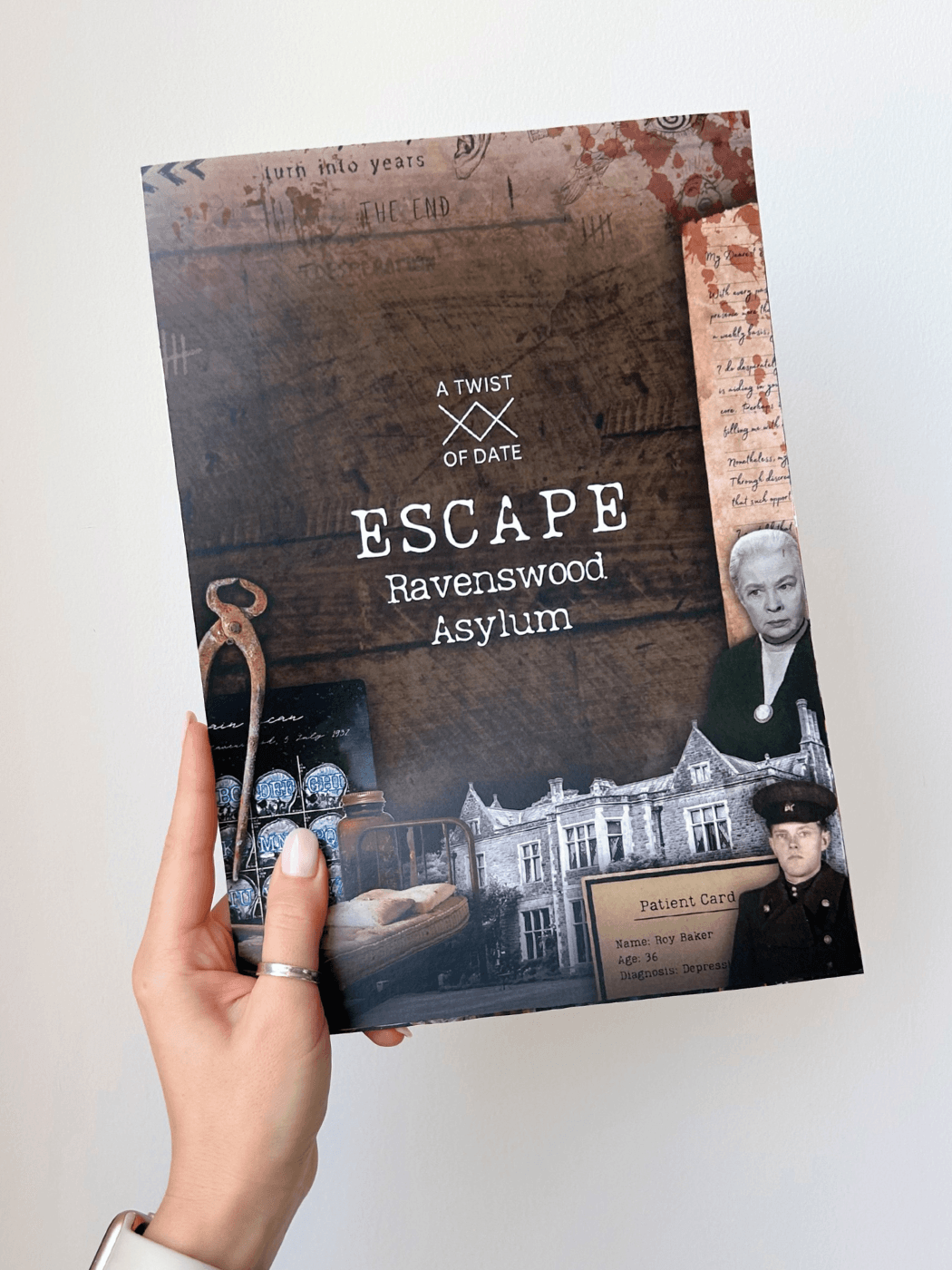 escape room game held by a hand