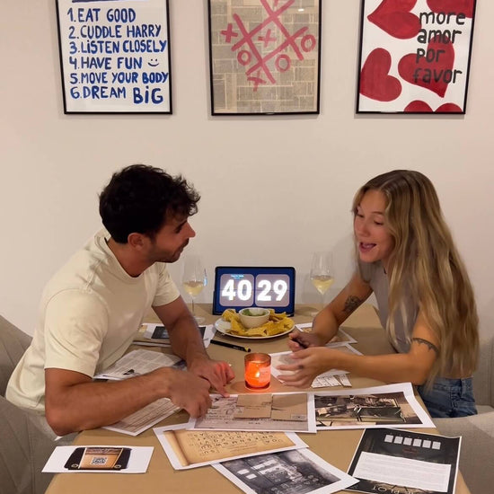 Couple solving escape room